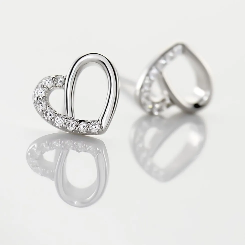Boucles D'oreilles Puces Dorthea Argent Blanc Oxyde De Zirconium
