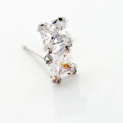 Boucles D'oreilles Puces Doreen Or Blanc Oxyde De Zirconium
