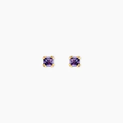 Boucles D'oreilles Puces Doreen Carre Or Jaune Oxyde De Zirconium