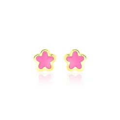 Boucles D'oreilles Puces Damia Fleur Or Jaune Nacre