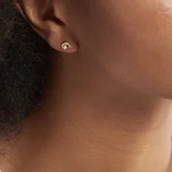 Boucles D'oreilles Puces Dyan Dauphin Or Jaune Perle De Culture