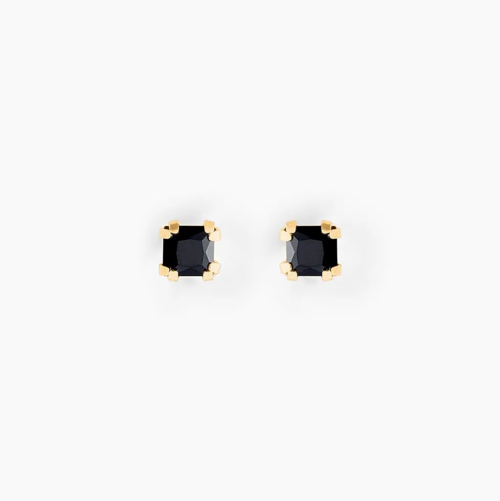 Boucles D'oreilles Puces Doreen Carre Or Jaune Oxyde De Zirconium
