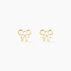Boucles D'oreilles Puces Darina Noeud Or Jaune Oxyde De Zirconium