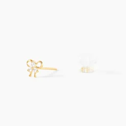 Boucles D'oreilles Puces Darina Noeud Or Jaune Oxyde De Zirconium