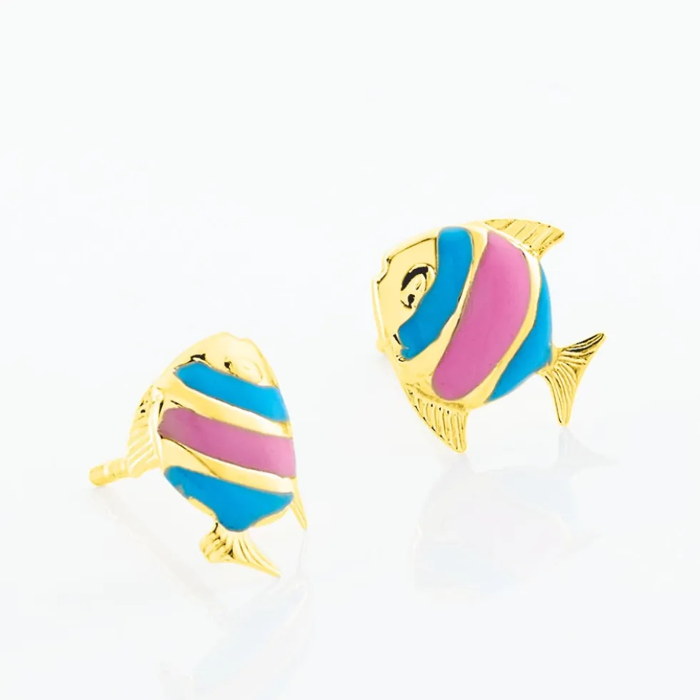 Boucles D'oreilles Puces Dorya Poisson Or Jaune