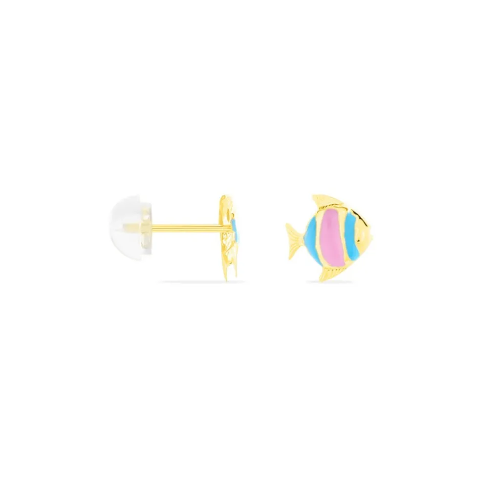 Boucles D'oreilles Puces Dorya Poisson Or Jaune