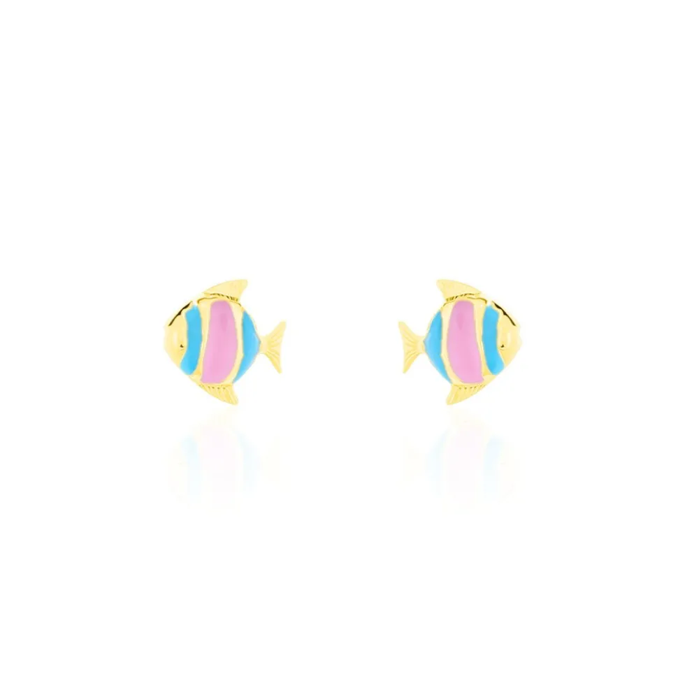 Boucles D'oreilles Puces Dorya Poisson Or Jaune