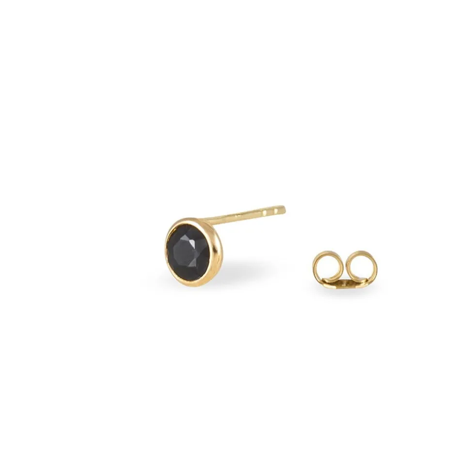 Boucles D'oreilles Puces Edy Serti Clos Or Jaune Saphir