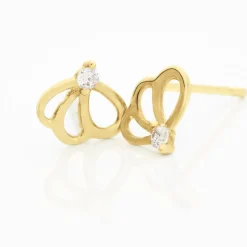 Boucles D'oreilles Puces Edvige Fleur Or Jaune Oxyde De Zirconium