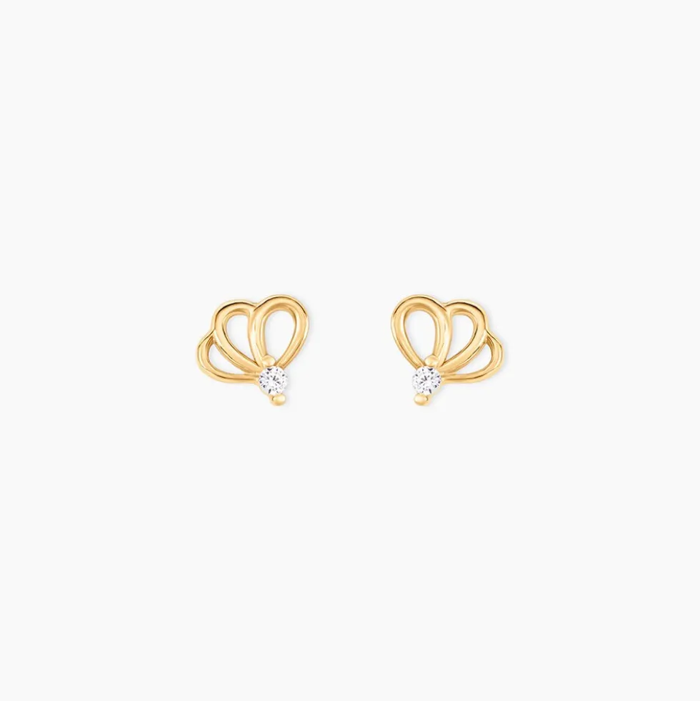 Boucles D'oreilles Puces Edvige Fleur Or Jaune Oxyde De Zirconium