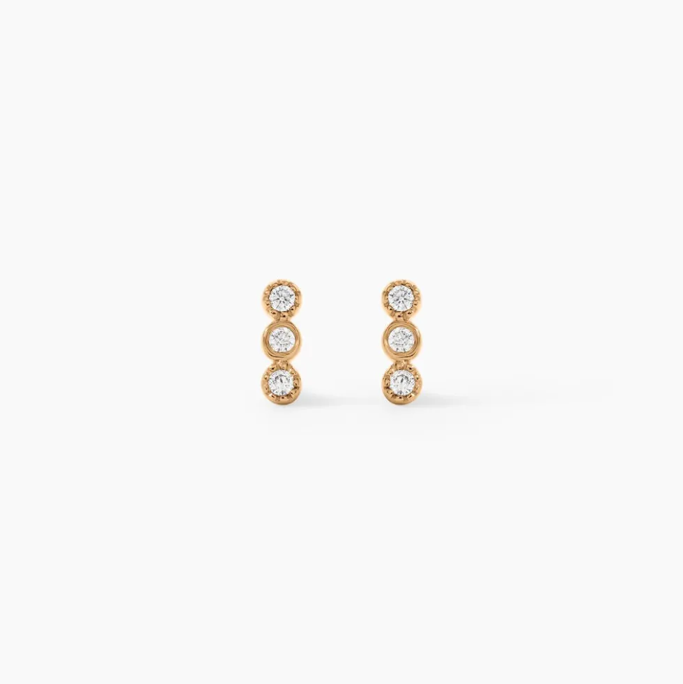 Boucles D'Oreilles Puces Emerica Plaqué Or Jaune Oxyde De Zirconium