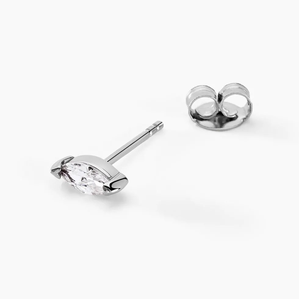 Boucles D'oreilles Puces Eclat D'Aurore Argent Blanc Oxydes De Zirconium