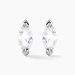 Boucles D'oreilles Puces Eclat D'Aurore Argent Blanc Oxydes De Zirconium