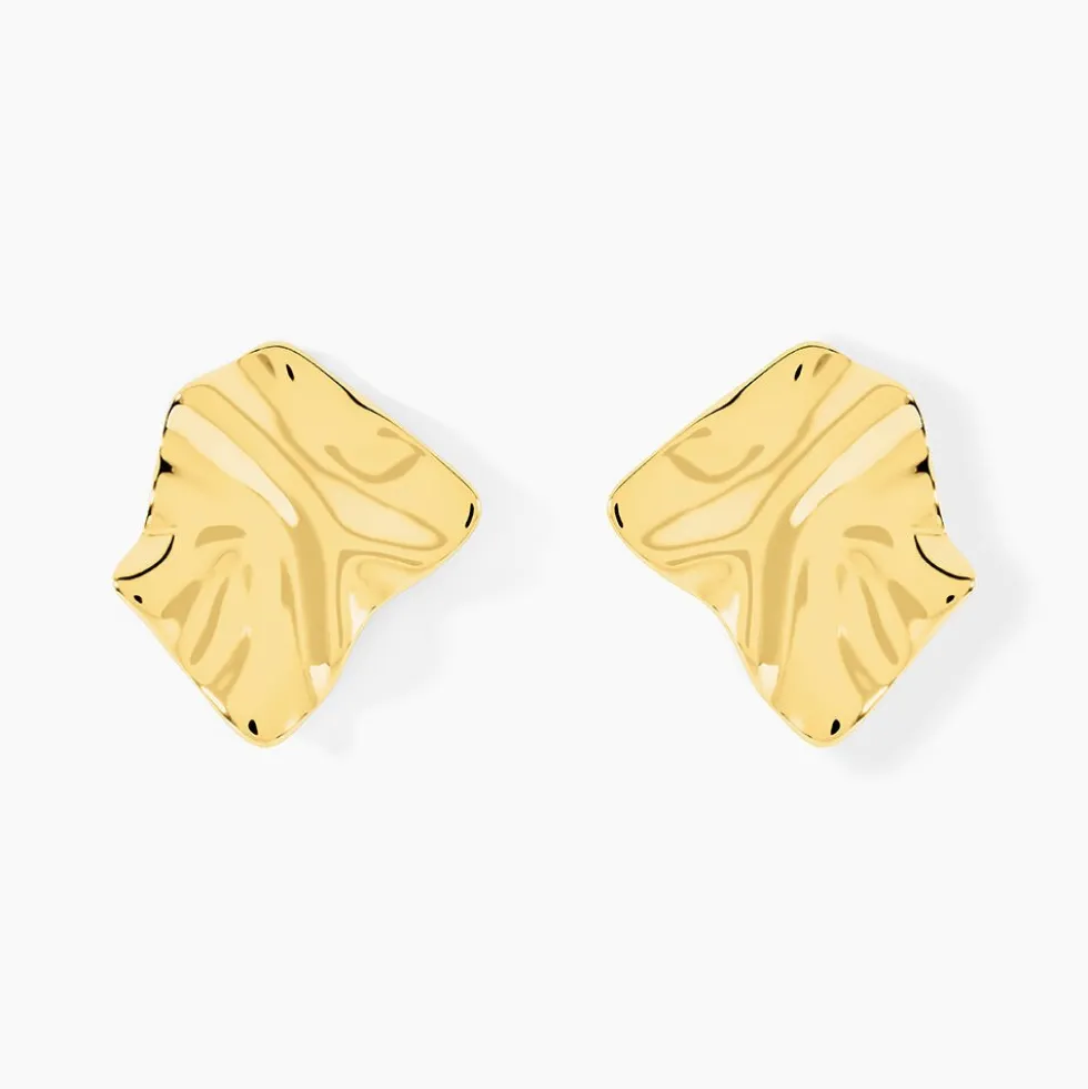 Boucles D'Oreilles Puces Ecorsia Acier Jaune