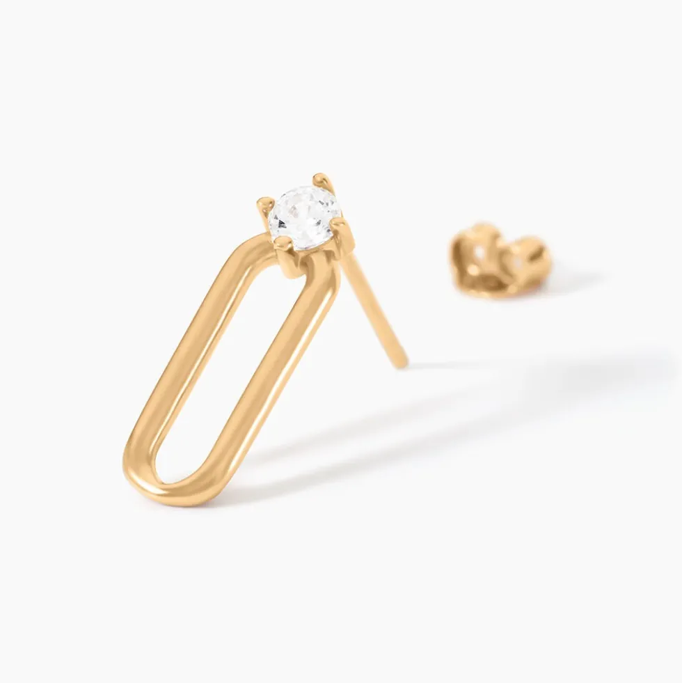 Boucles D'Oreilles Puces Ellin Plaque Or Jaune Oxyde De Zirconium