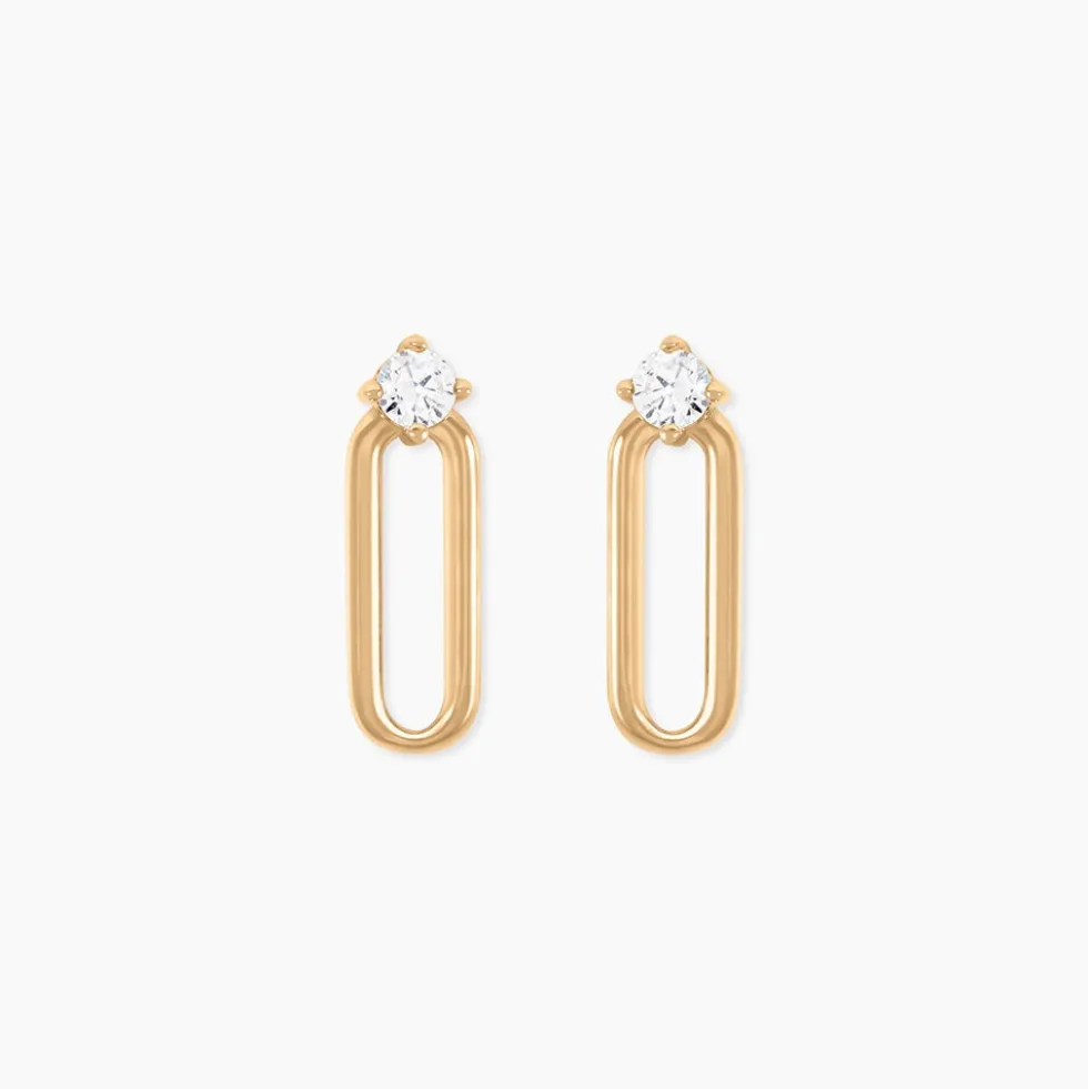 Boucles D'Oreilles Puces Ellin Plaque Or Jaune Oxyde De Zirconium