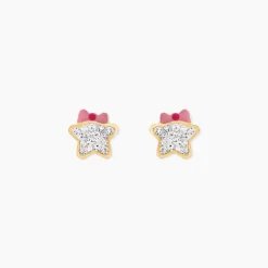 Boucles D'Oreilles Puces Evania Or Jaune Cristal