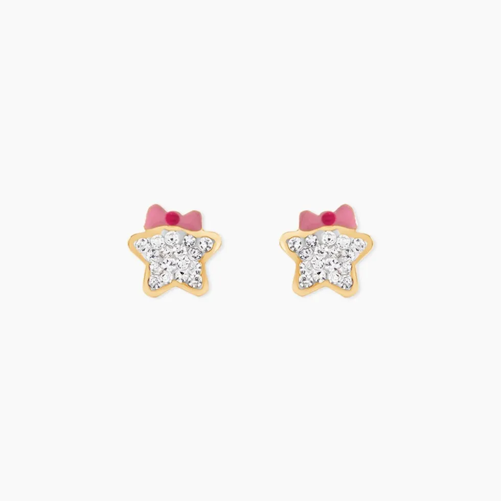 Boucles D'Oreilles Puces Evania Or Jaune Cristal