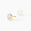 Boucles D'oreilles Puces Edmee Cercle 0 Or Jaune Strass