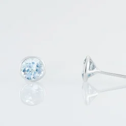Boucles D'oreilles Puces Edy Serti Clos Or Blanc Topaze