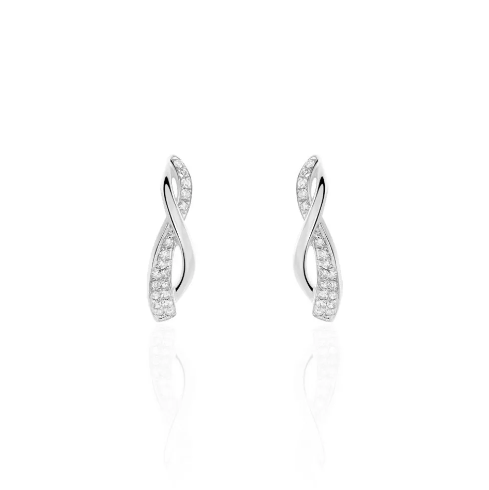 Boucles D'oreilles Puces Emma Or Blanc Diamant