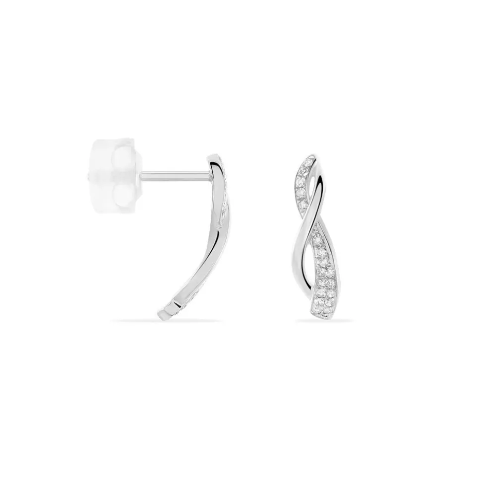 Boucles D'oreilles Puces Emma Or Blanc Diamant