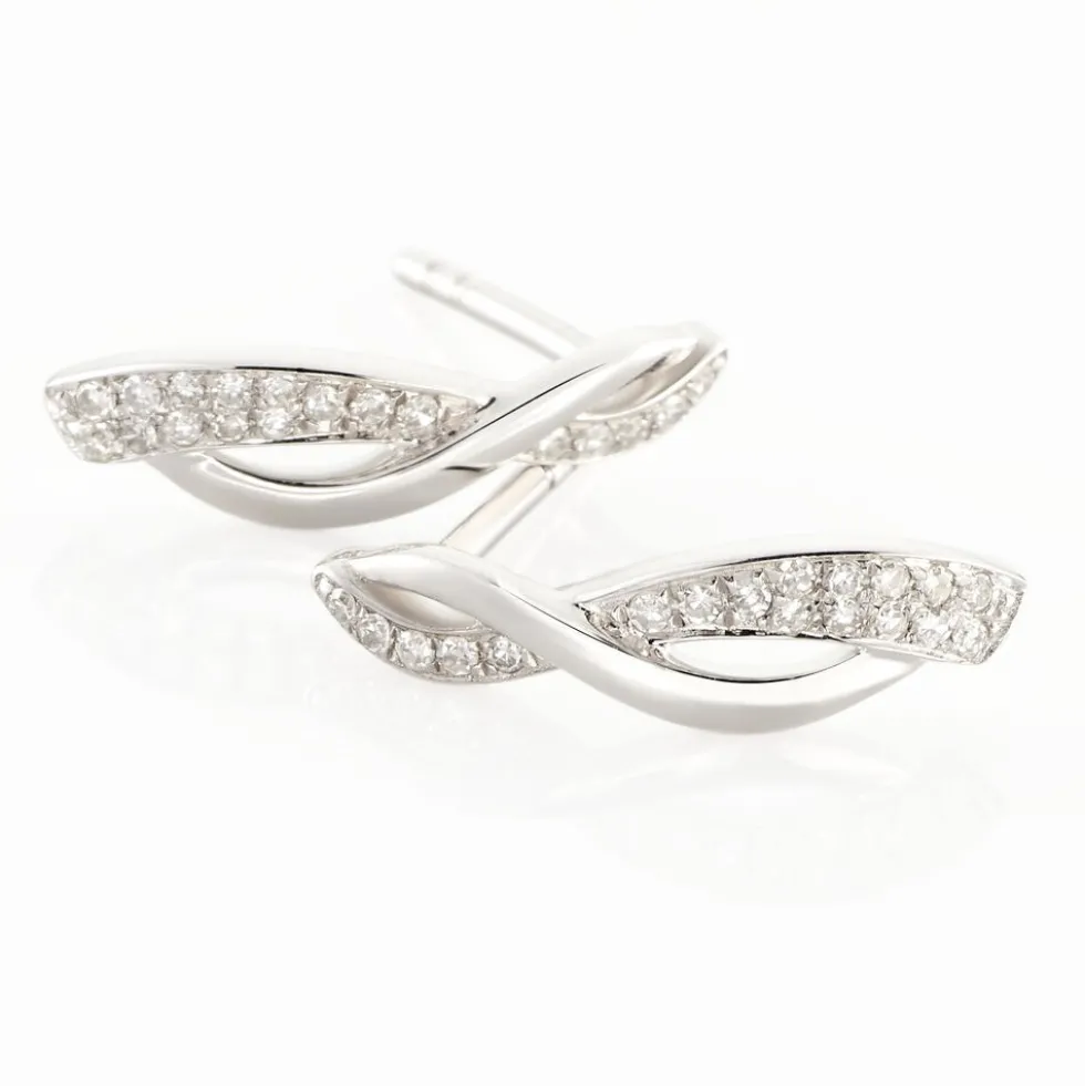 Boucles D'oreilles Puces Emma Or Blanc Diamant