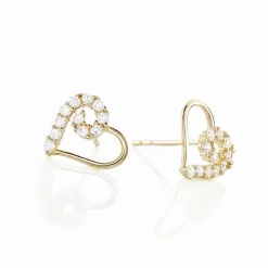 Boucles D'oreilles Puces Elsy Cœur Or Jaune Oxyde De Zirconium