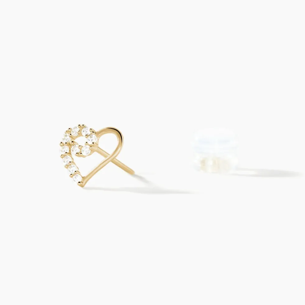 Boucles D'oreilles Puces Elsy Cœur Or Jaune Oxyde De Zirconium