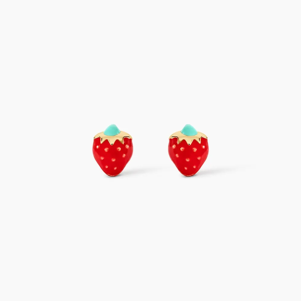 Boucles D'oreilles Puces Elizabetae Fraise Or Jaune