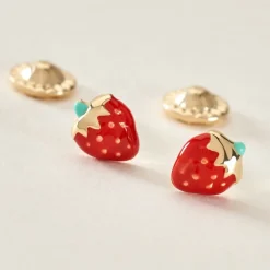 Boucles D'oreilles Puces Elizabetae Fraise Or Jaune