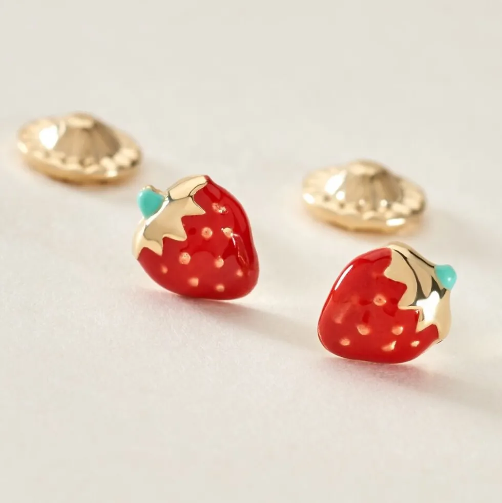 Boucles D'oreilles Puces Elizabetae Fraise Or Jaune