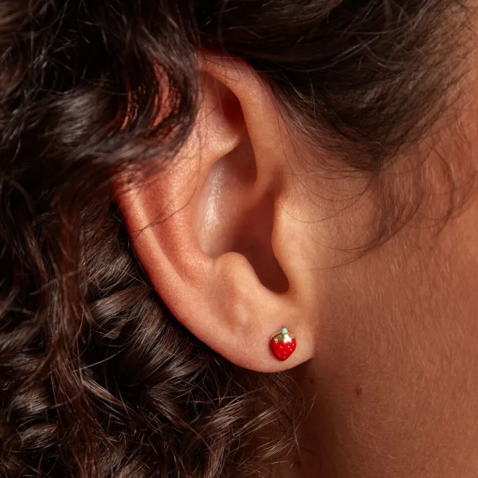 Boucles D'oreilles Puces Elizabetae Fraise Or Jaune