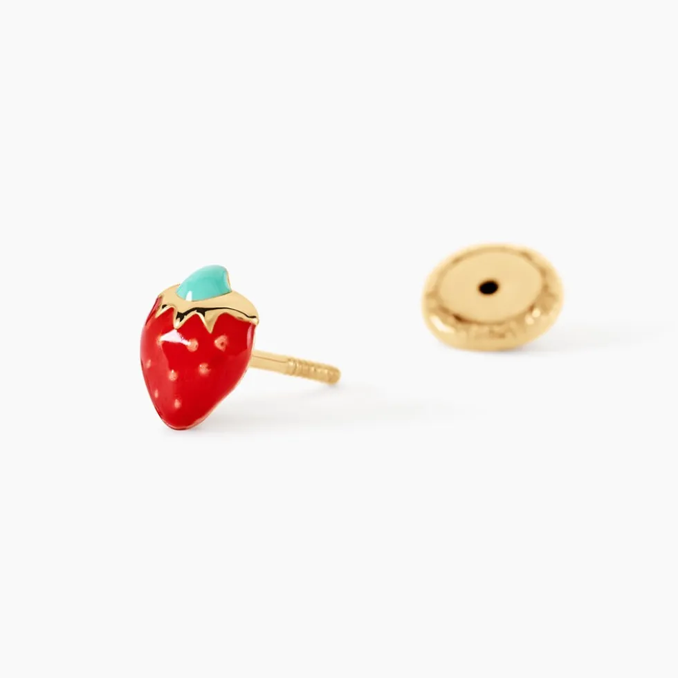 Boucles D'oreilles Puces Elizabetae Fraise Or Jaune