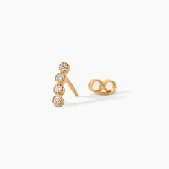 Boucles D'Oreilles Puces Emiliana Plaqué Or Jaune Oxyde De Zirconium