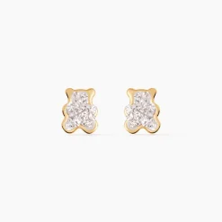 Boucles D'oreilles Puces Emerica Ours 0 Or Jaune Strass