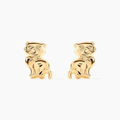 Boucles D'oreilles Puces Florenta Chat Or Jaune