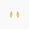 Boucles D'oreilles Puces Floria Feuilles Or Jaune