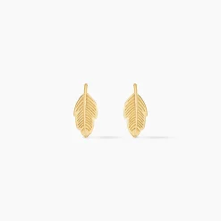 Boucles D'oreilles Puces Floria Feuilles Or Jaune
