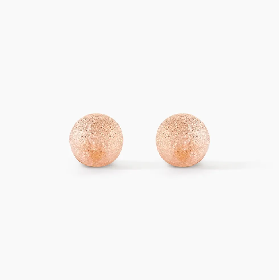 Boucles D'oreilles Puces Fidelia Boule Sablee Or Rose