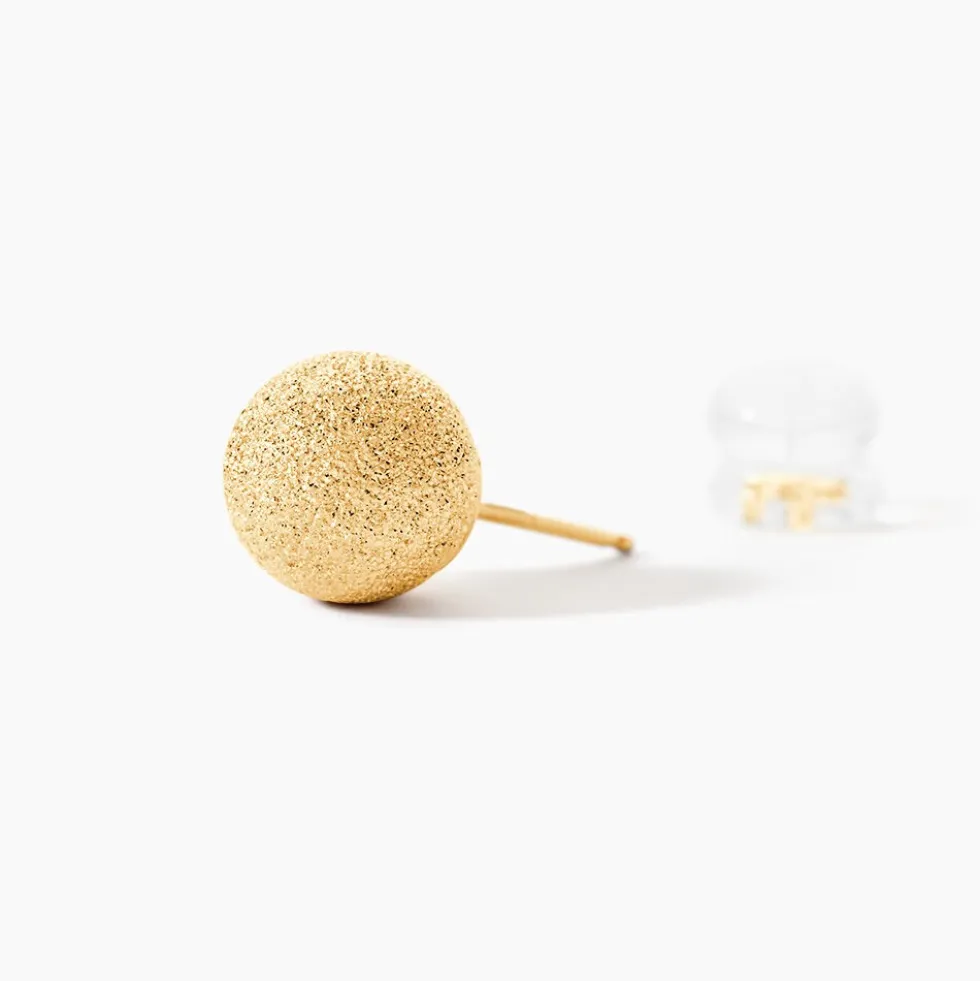 Boucles D'oreilles Puces Fidelia Boule Sablee Or Jaune