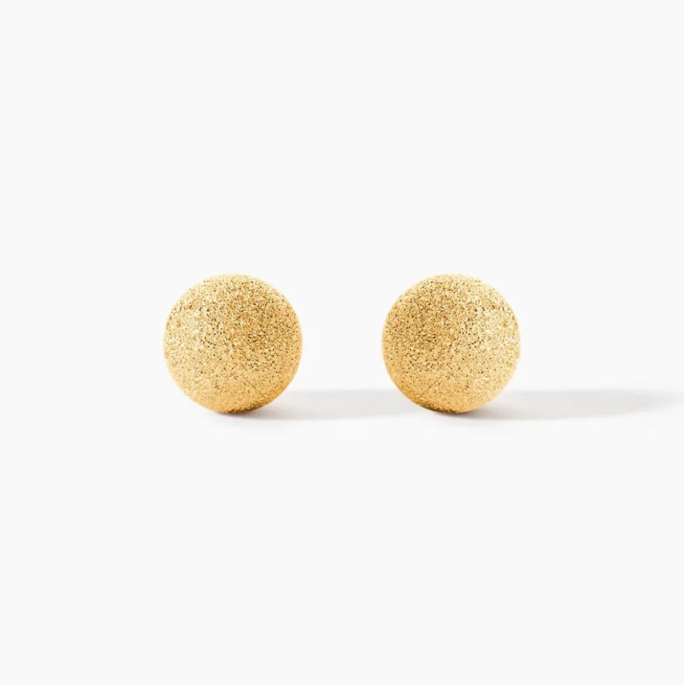 Boucles D'oreilles Puces Fidelia Boule Sablee Or Jaune