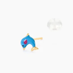 Boucles D'oreilles Puces Flipper Dauphin Or Jaune