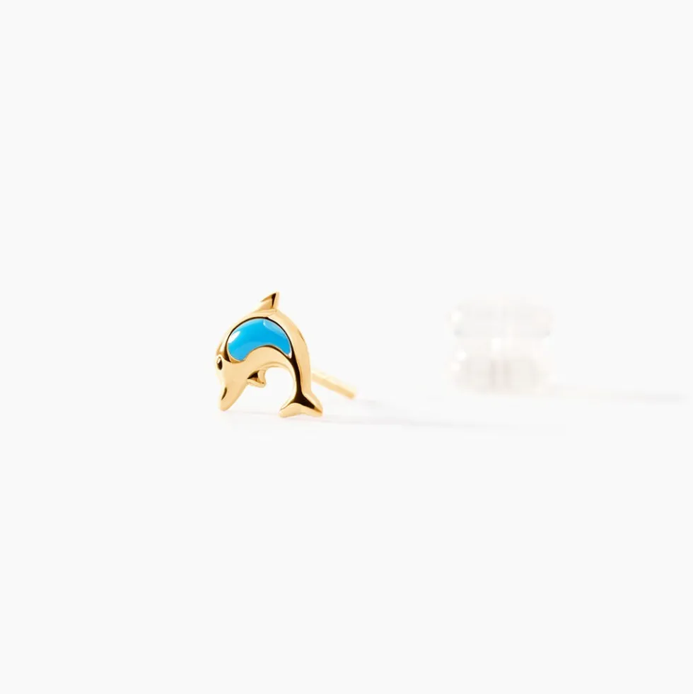 Boucles D'oreilles Puces Flip Dauphin Or Jaune