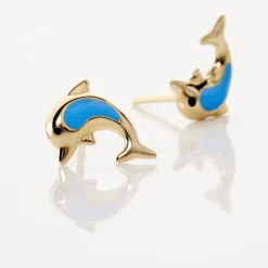 Boucles D'oreilles Puces Flip Dauphin Or Jaune