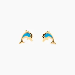 Boucles D'oreilles Puces Flip Dauphin Or Jaune