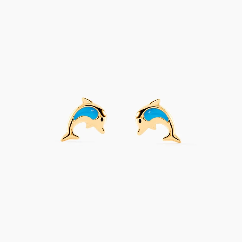 Boucles D'oreilles Puces Flip Dauphin Or Jaune