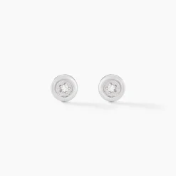 Boucles D'oreilles Puces Fatiana Or Blanc Diamant