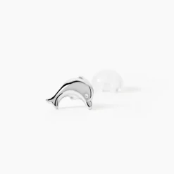 Boucles D'oreilles Puces Fulvie Dauphin 5 Or Blanc