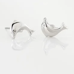 Boucles D'oreilles Puces Fulvie Dauphin 5 Or Blanc